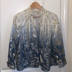 Chico’s metallic foil jean jacket size 2